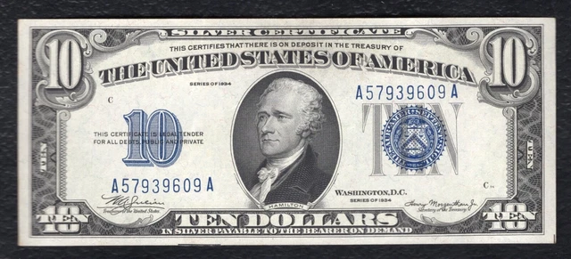 Fr. 1701 1934 $10 Ten Dollars Silver Certificate Note Gem Uncirculated