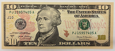New Uncirculated $10 Ten Dollar Bill - Beautiful, Crisp - Series 2017A -One Note