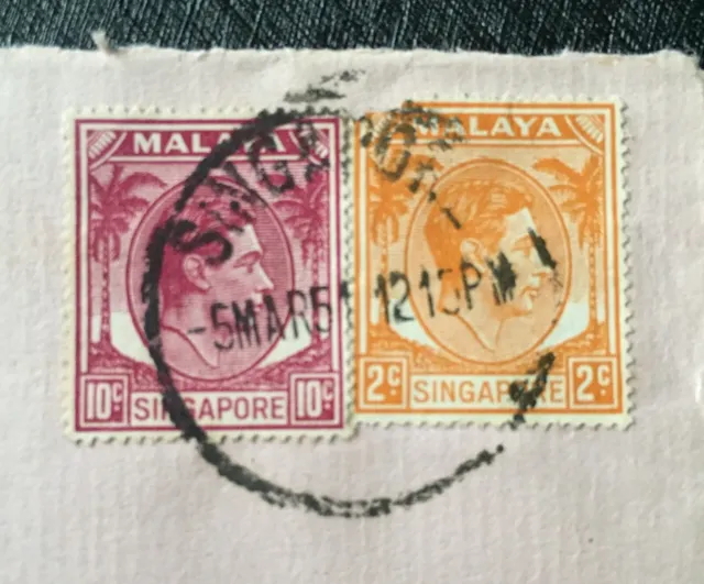 Malaya 1951 Singapore KGVI 2c & 10c cover to Canada SG#17 & 22 M2133 2