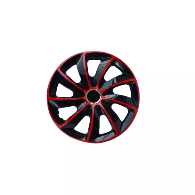 Coprimozzo 13" Copriruota Set 4 PZ ABS Universale Nero & Rosso Durevole Regno Unito