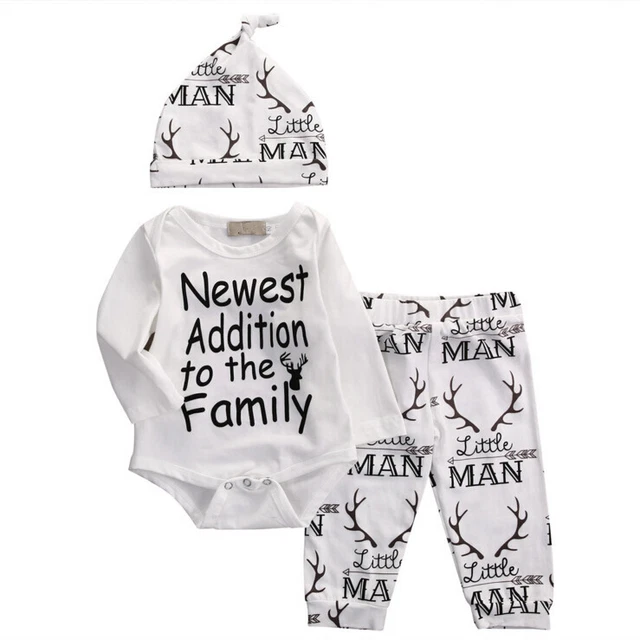 UK Newborn Baby Boy Matching Clothes Little Man Tops Romper Pants Brother Outfit