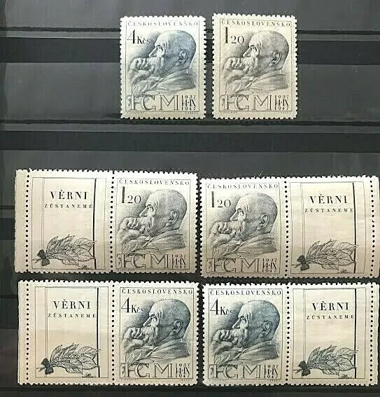 Tschechoslowakei 1947, Mi. Nr. 523,524 + 2x Zf, postfrisch