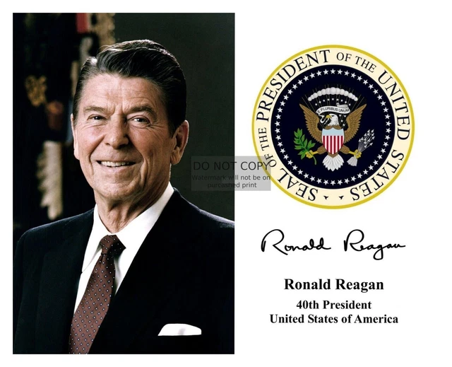 PRESIDENT RONALD REAGAN Presidential Seal Autographed 8X10 Photograph