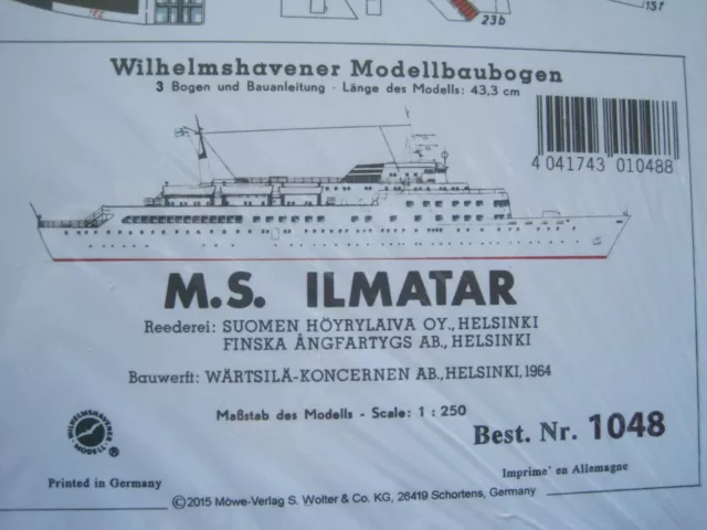M.S. Ilmatar Kreuzfahrschiff Wilhelmshavener Modellbaubogen Kartonmodell