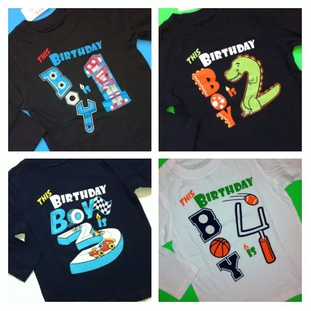 ~NEW~ 1st 2nd 3rd 4th BIRTHDAY Boys Graphic Shirts 12-18 Months 2T 3T 4T 5T Gift