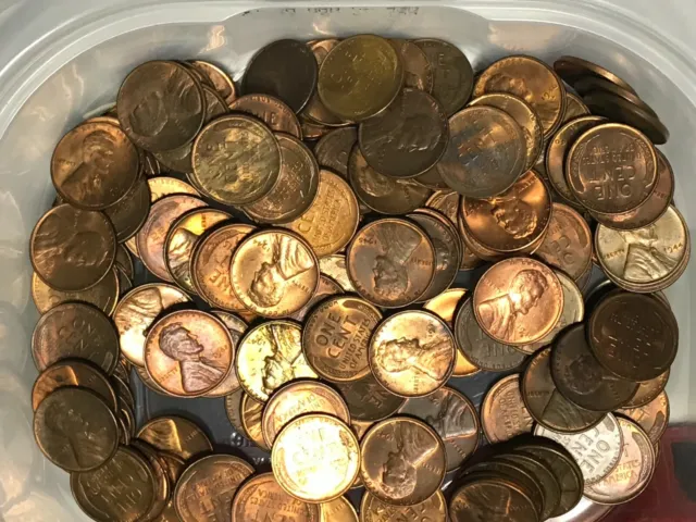 50 pcs of 1940's AU/BU Lincoln Wheat Cents Most are RED/BROWN with better dates