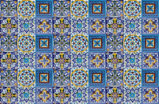 Lot de 25 Talaveras mexicains, 10.5 cm, carrelage fait à la main: 'Fresco