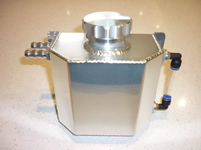 Serbatoio/pentola di cattura olio motore, capacità 1 litro, con due collegamenti tubo 12 mm barba