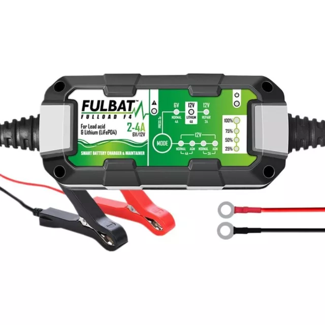 Fulbat Fulload F4 Moto Smart Batterie Lithium Chargeur Mainteneur 6V Et 12V