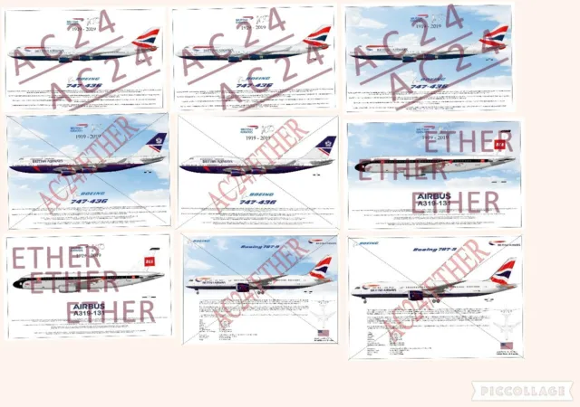 British Airways Aircraft Fleet Illustration Print - Boeing, Airbus, Concorde