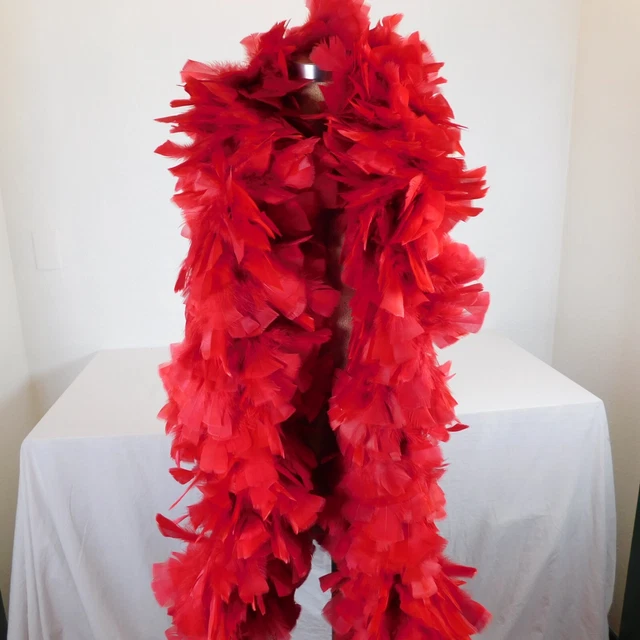 Red Feather Boa 150 Gram Heavy Weight Turkey Flat Costume Mardi Gras 2 Yds Sexy