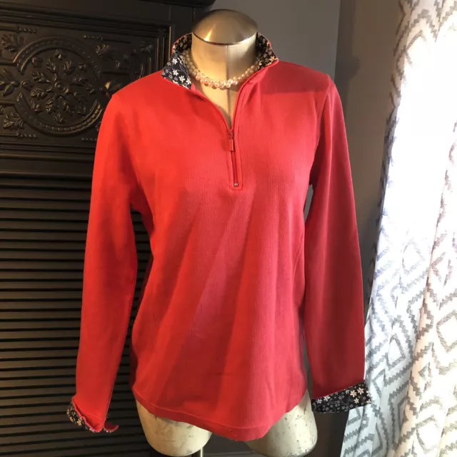 ORVIS Pink Quarter Zip pullover sweatshirt Flip Collar￼ womens S