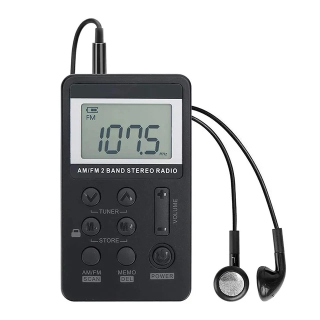 Draagbare AM/FM Stereo Zakradio – Digitale Tuner, LCD-scherm, Hoofdtelefoon, 2x AAA (Niet Inbegrepen)