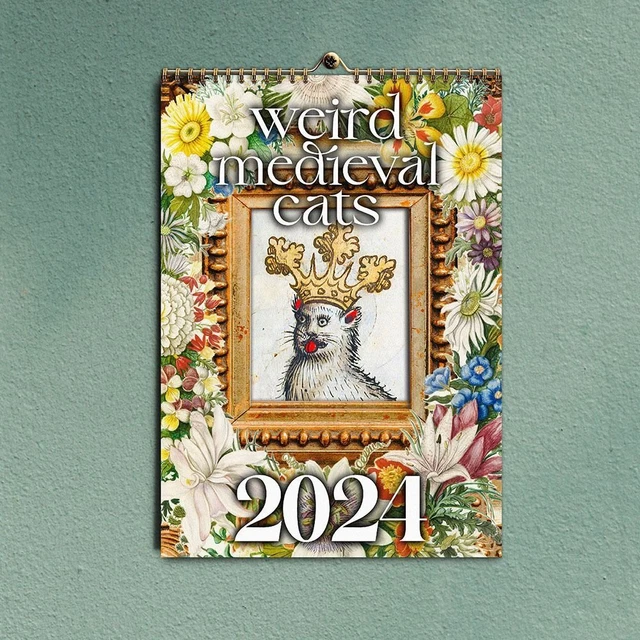 time-planning-2024-medieval-cats-calendar-paper-2024-calendar-desk