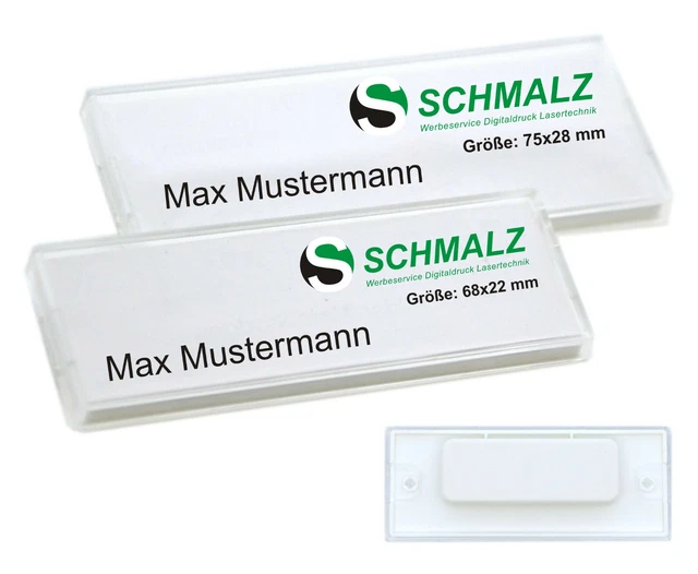 10 Stück Namensschilder 75x30mm | Mit Magnet Oder Nadel | Verschiedene Farben ABS-Kunststoff