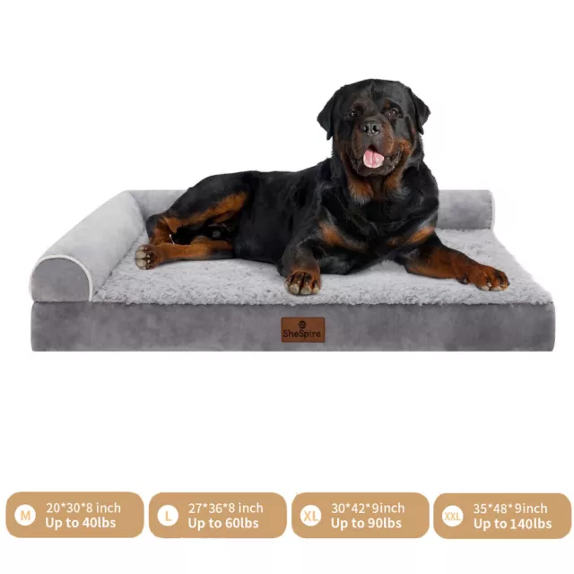 Orthopedic Dog Bed Memory Foam L-Shape Soft Bolster Pet Sofa for M L XL XXL Dogs