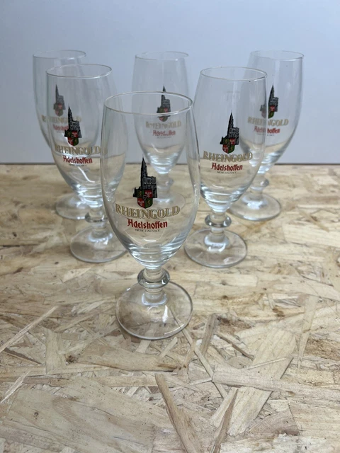 Lot 6 Verres à Bière Adelshoffen Anciens Verre Transparent Collection