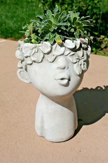 mini Mädchen Pflanzbüste Pflanzkopf Mädchen Blumentopf Übertopf Shabby H 18cm