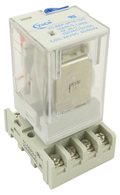 UL Listed Ice Cube General Purpose Relay 24V DC Coil 10A 2PDT YC-REP-2P10-1DC
