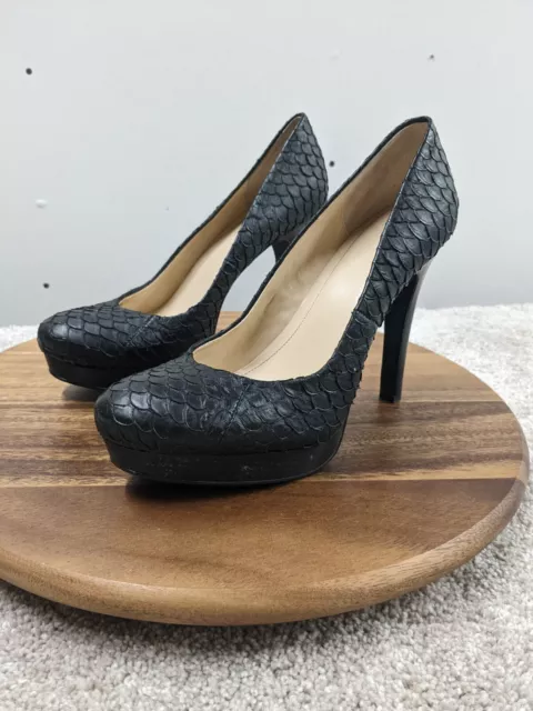 CALVIN KLEIN KENDALL Pump Womens 10M Black Leather Fish Scale Platform Heel 5 in 5.80 PicClick