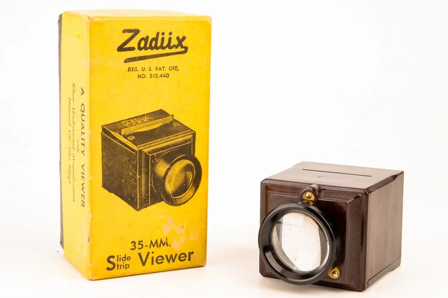 Zadiix 35 mm diapositiva o tira Royal De-Luxe Viewer #501 baquelita en caja vintage V28