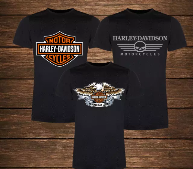 set 3 tshirt maniche corte uomo nera harley davidson logo