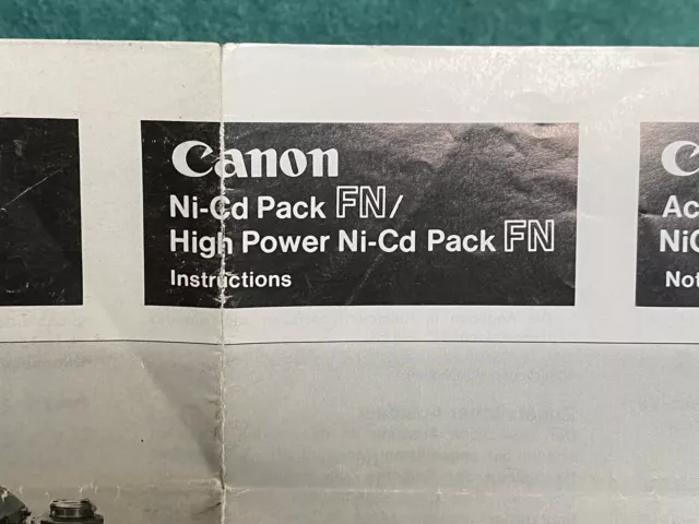 Canon Ni-Cd High Power Pack FN Original Owner's Instuction Manual For New F-1