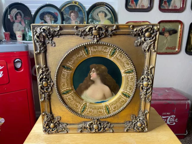 Vienna Art Plate Beautiful Woman 1905  NOT COCA COLA  with Frame