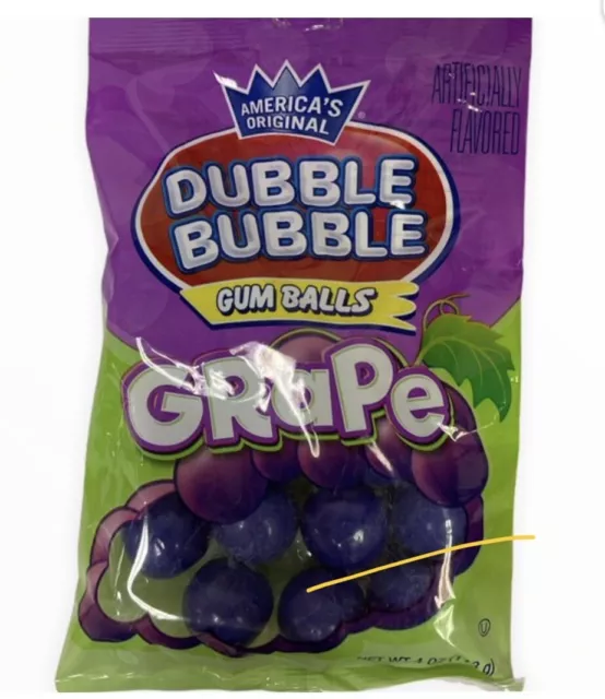 #1 AMERICA’S DUBBLE Bubble Grape Gum Balls:4oz/133g-Gluten Free.1bag