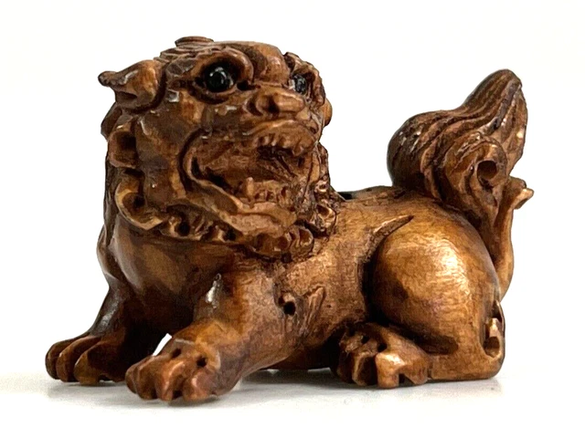Japanese Netsuke Camel Hand Carved Boxwood 1 Inch Bead Signed