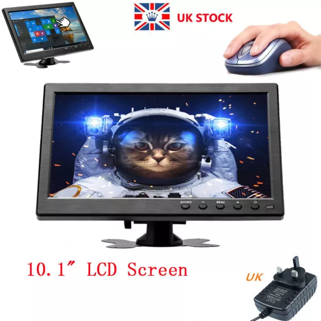 10.1" LCD Monitor Mini HD Car Rear View Screen AV/VGA/HDMI Video Remote Control
