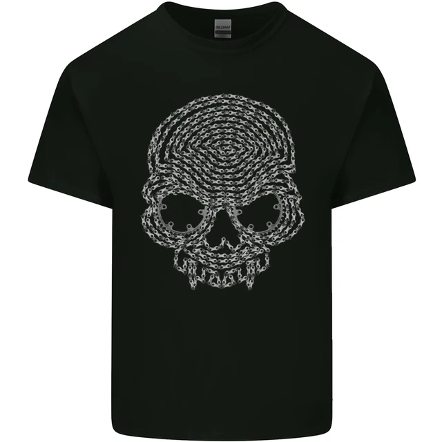 Skull of Chains Biker Motorcycle Motorbike Kids T-Shirt Childrens