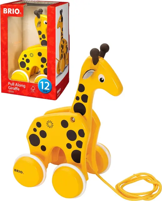 30200 Pull along Giraffe Baby Toy,Yellow/Brown