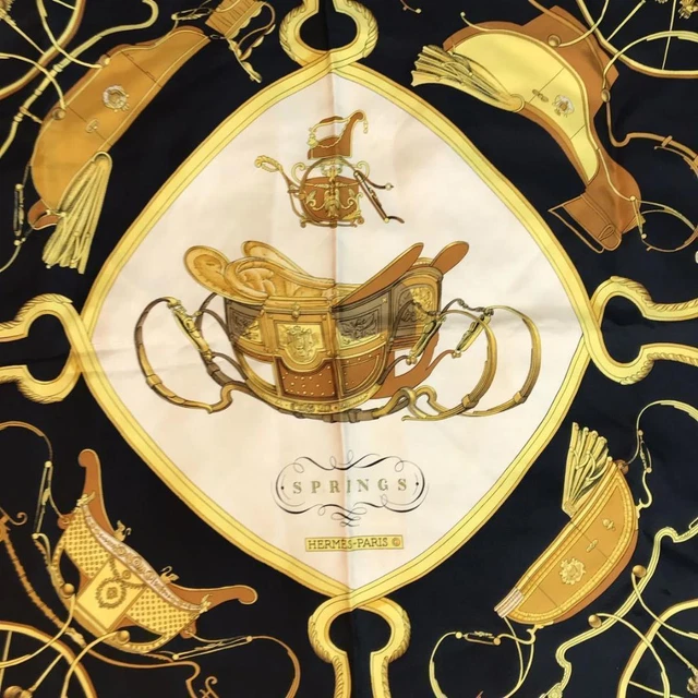 HERMES SPRING Kare 90 large scarf horse silk black