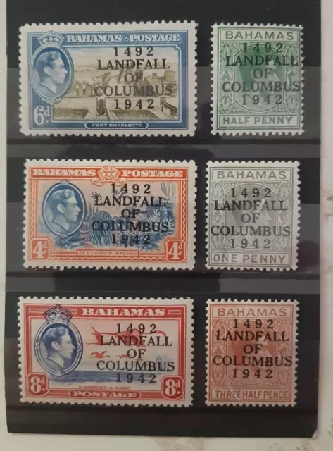 Bahamas, 1942 Landfall of Columbus Mounted Mint Values, SG 162-194, 168-170