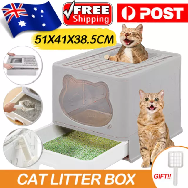 Cat Litter Tray Box Kitty Toilet With Extra Large Entry And Splash Guard 4 color