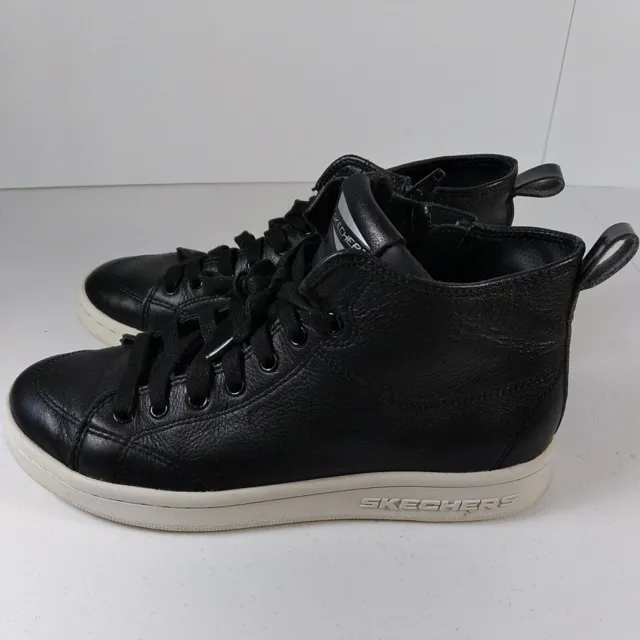 Sketchers High Top Hidden Wedge Shoe Black Boots Sneakers Womens Size 7