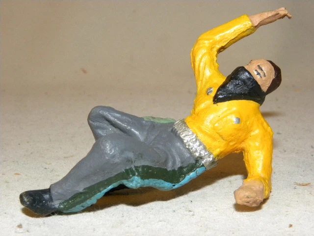 Figurine Ancienne Durso - Cavalier Cowboy Au Lasso (Composition, Belgique, C.1940)
