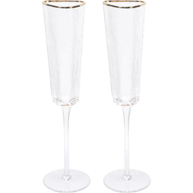 2 piezas flautas clásicas de champán - copas de champán cristal de vidrio de vino brillante -T