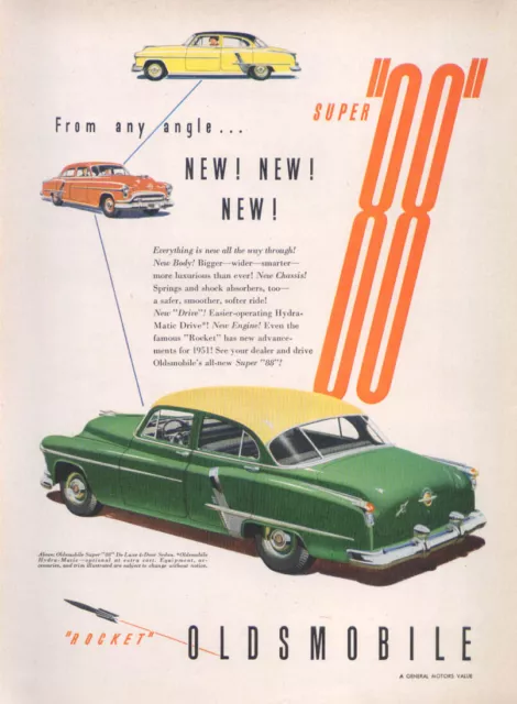 From any angle… New! Oldsmobile Super 88 ad 1951