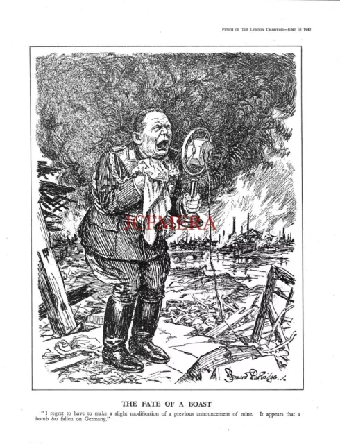 Goering, Bombs on Germany "The Fate of a Boast" 1942 Punch Cartoon Print 700/26