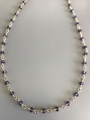 Brandy Melville Metallic Gold Purple Bead Necklace 2
