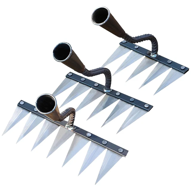 METAL GARDEN RAKE Dethatcher Carbon Garden Hand Rake Tine Rake, Weeding ...