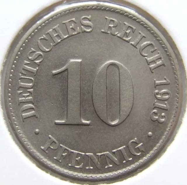 Moneta Reich Tedesco Impero Tedesco 10 Pfennig 1913 D IN Uncirculated