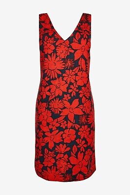 NEXT Red Floral Print Linen Blend Tunic Shift Dress Size 14 BNWT RRP £30 Holiday