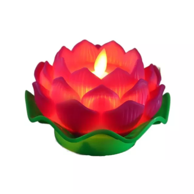 Creative LED Lotus Candles Flameless Night Light Desktop Lamp  Xmas Birthday
