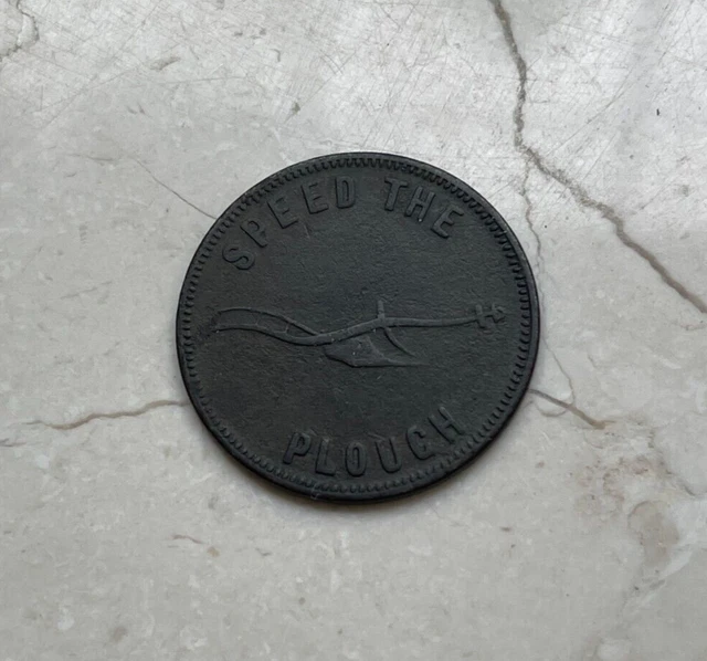 Ca 1850s Canada Prince Edward Island PEI Speed Plough Success Fisheries Token bg