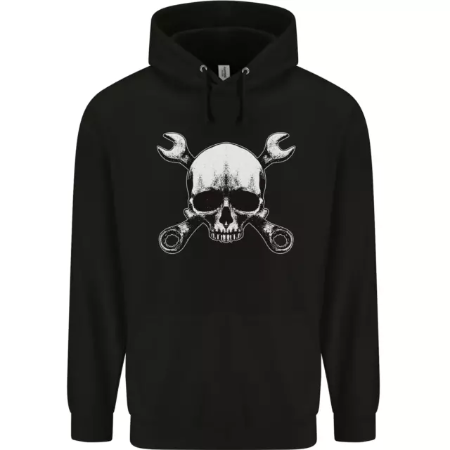 Spanner Skull Mechanic Car Biker Motorbike Childrens Kids Hoodie