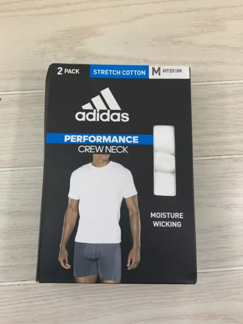 Adidas Aeroready 2-Pack Crew T-Shirts, Mens Size Medium, White MSRP $38