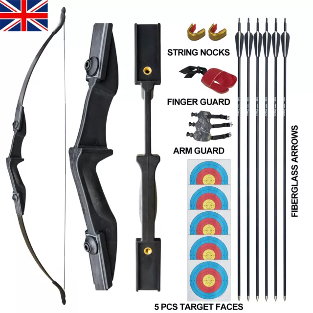 UK 30/40lb 57" Archery Takedown Recurve Bow Set Right Left Hand Practice Target